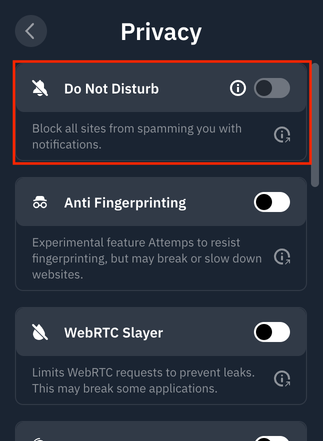 Do Not Disturb section